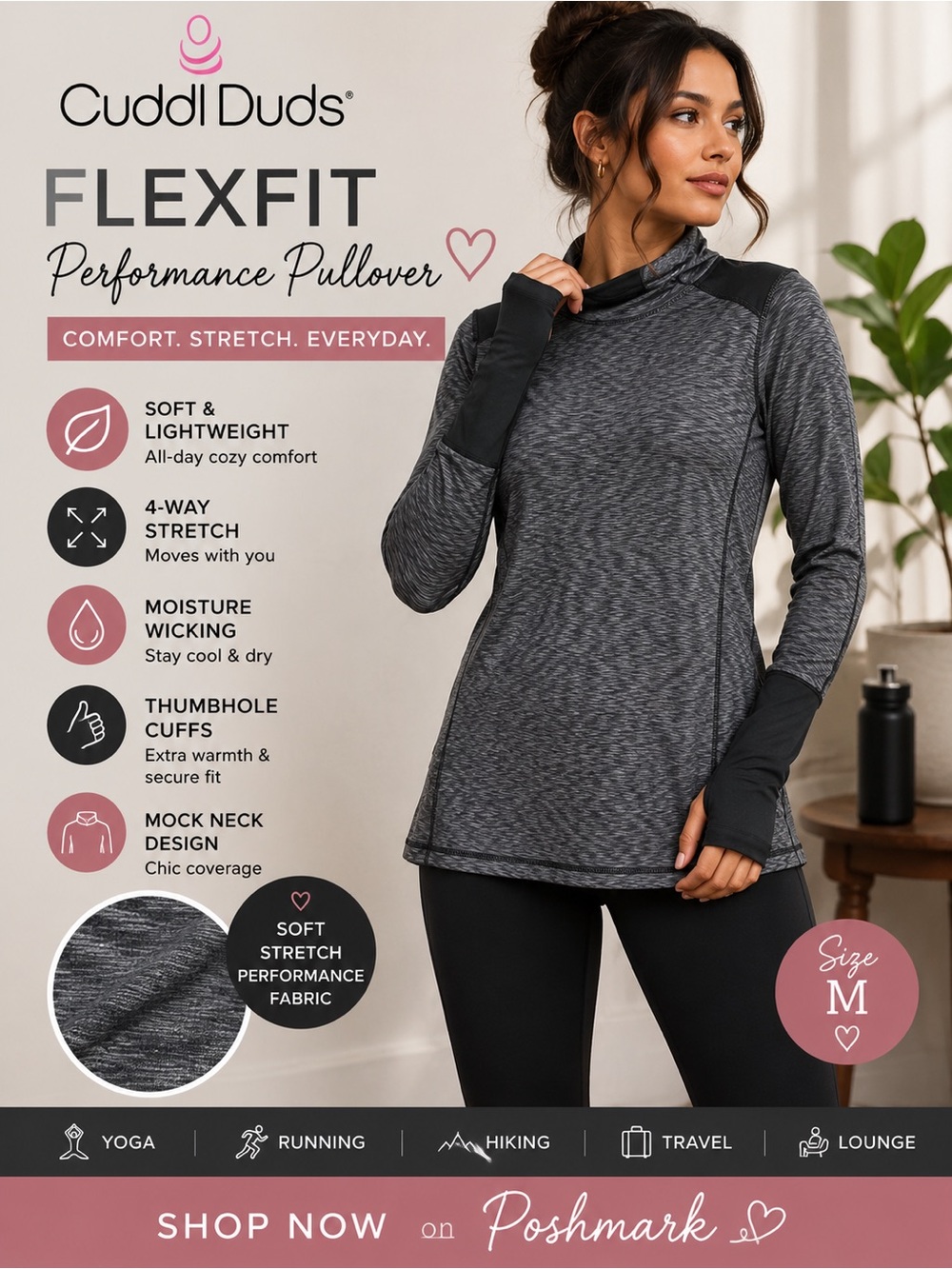 Cool Duds FlexFit Performance Pullover Gray Space Dye Athletic Top